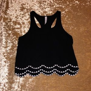 Black and white scalloped tank